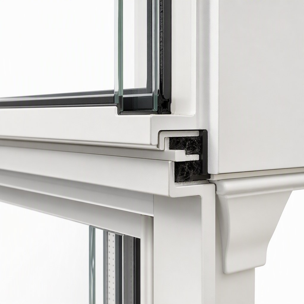 Meeting rail detail on an aluminium-clad timber sash window