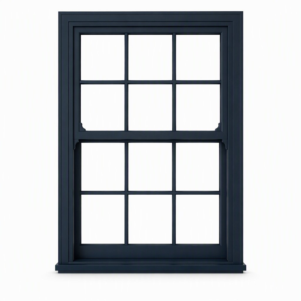 Oxford blue aluminium-clad timber sash window finish